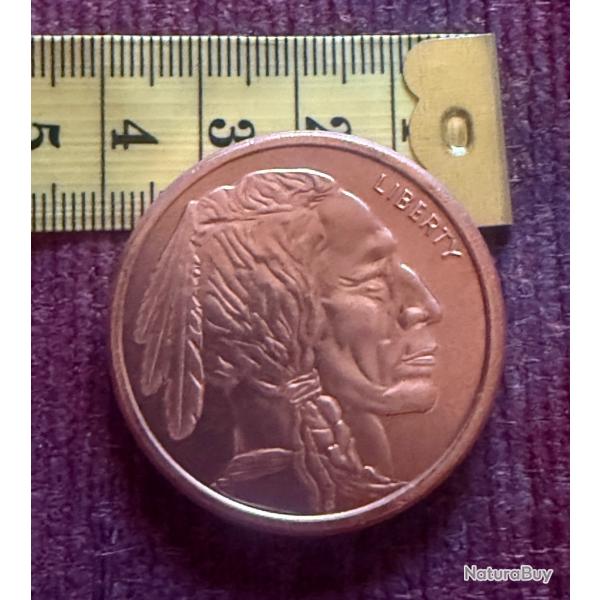 Pi�ce collector cuivre indien et bison