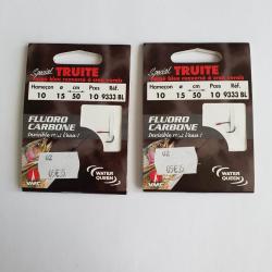 Lot de 2 paquets 10 Hame&ccedil;ons mont&eacute;s n&deg;10  fluoro carbone avec ardillon diam 15/100 Truite VMC