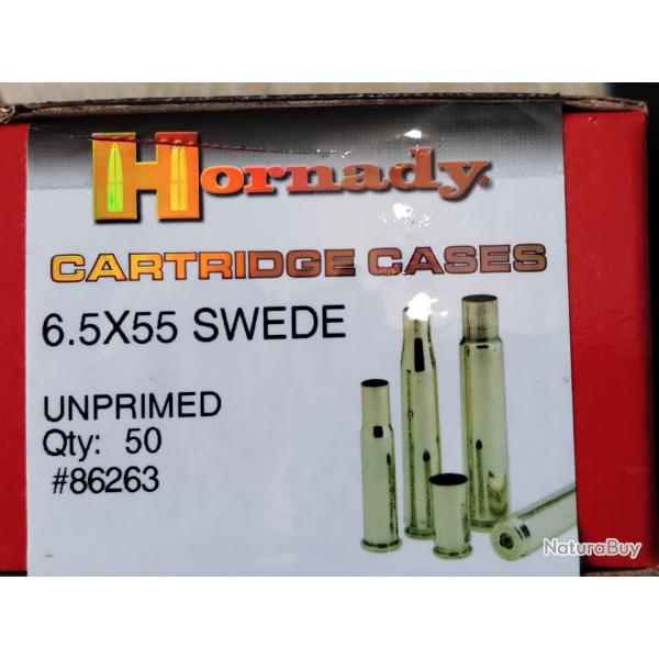 ETUIS HORNADY CAL 6.5 X 55 SWEDE LOT DE 50  URGENT A SAISIR( baisse de prix)