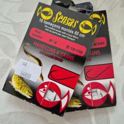 Lot de 2 paquets 10 Hame&ccedil;ons mont&eacute;s n&deg;6  avec ardillon diam 18/100 SENSAS