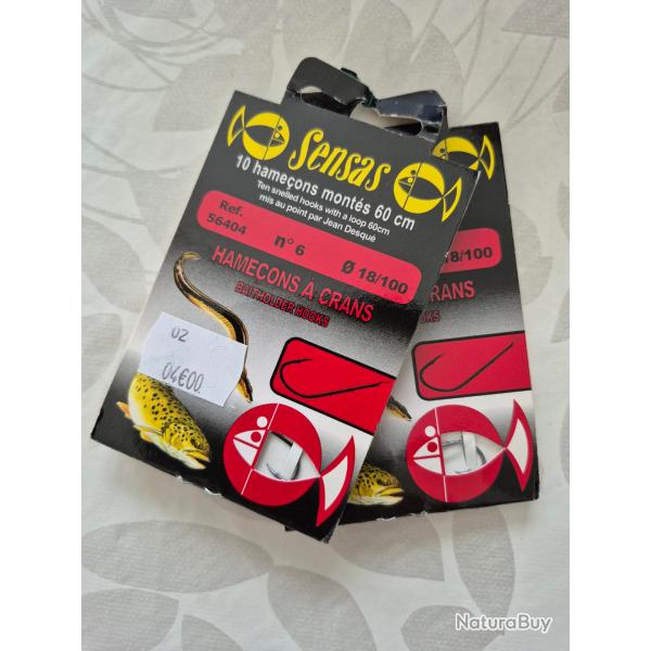 Lot de 2 paquets 10 Hame�ons mont�s n�6  avec ardillon diam 18/100 SENSAS