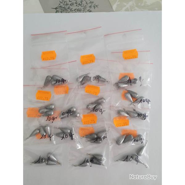 Lot 15 sachets de 3 plombs Goutte d'eau 10 g NEUF