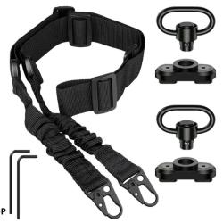 Sangle 2 Points pour Fusil | Nylon R&eacute;sistant | Avec &Eacute;merillons QD | Longueur R&eacute;glable | Chasse