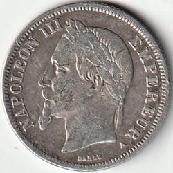 Pi&egrave;ce De Monnaie Argent  France 2 francs Napoleon III 1867 Paris