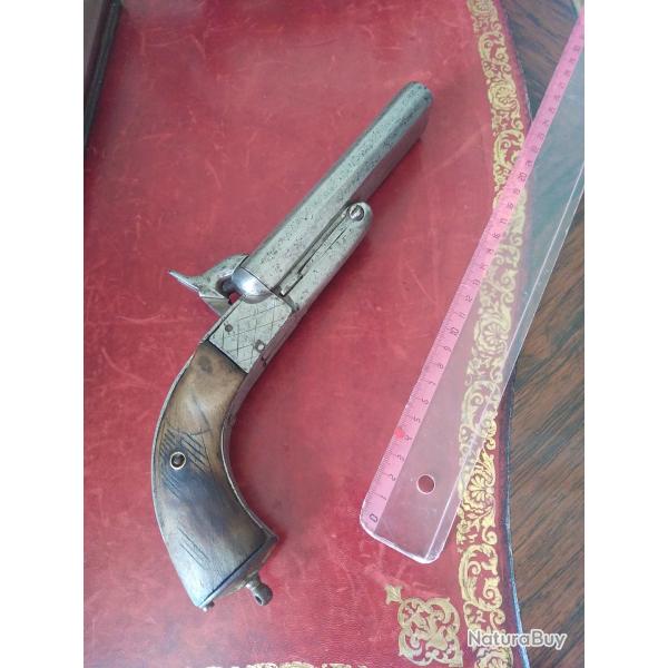 Pistolet � coffre double canon XIXe cat�gorie D