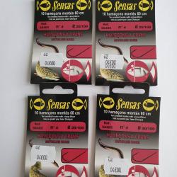LOT 4 paquets de 10 Hame&ccedil;ons mont&eacute;s n&deg;4 avec ardillon diam 20/100 Marque SENSAS