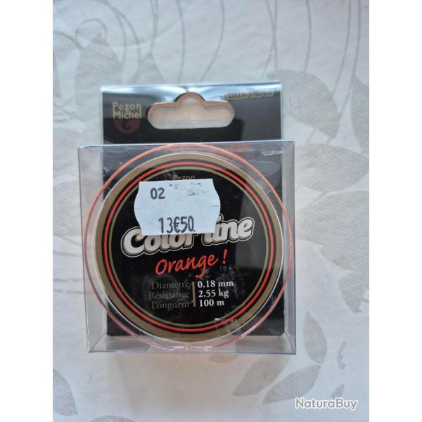 Fil diam�tre 18/100 - longeur 100 m�tres - couleur orange - Marque PEZON et MICHEL
