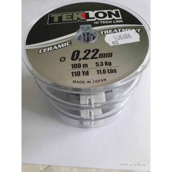 3 BOBINES Fil diam�tre 22/100 - longeur 100 m�tres - C�ramic Treatment - Marque TEKLON