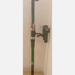 Moulinet rare Ryobi (outils) + neuf : superbe grande canne 3,5m. Fil Water Queen, avec leurre neuf