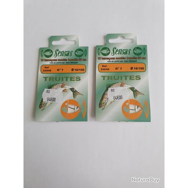 Lot de 2 paquets Hame�on mont�s N�7 - Diam 18/100 - 60 cm- Marque SENSAS