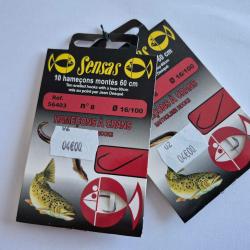 Lot 2 paquets 10 Hame&ccedil;ons mont&eacute;s 60 cm N&deg;8 Diam 16/100 marque SENSAS