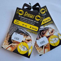 Lot 2 paquets 10 Hame&ccedil;ons mont&eacute;s 40 cm N&deg;12 Diam 18/100 marque SENSAS