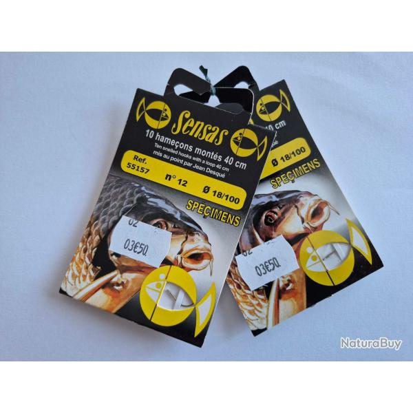 Lot 2 paquets 10 Hame�ons mont�s 40 cm N�12 Diam 18/100 marque SENSAS