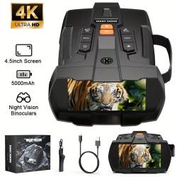 Jumelles Vision Nocturne 4K 5000mAh Rechargeable Infrarouge Vision Nocturne 4.5" HD &Eacute;cran Zoom 10X