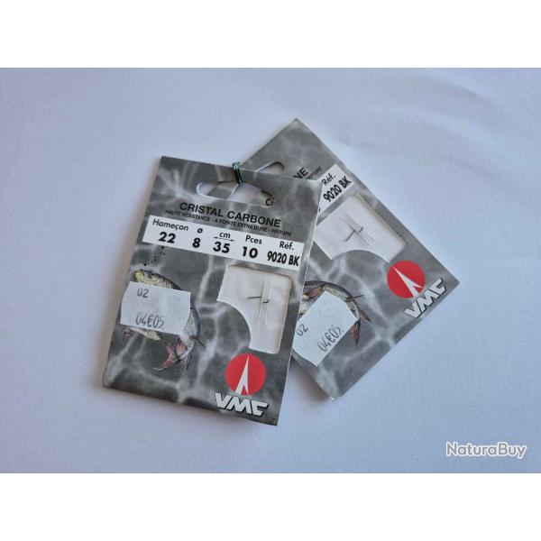 Lot 2 paquets 10 Hame�ons mont�s 35 cm N�22 Diam 8/100 Cristal Carbone marque VMC