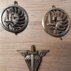 Lot de 3 insignes de parachutiste