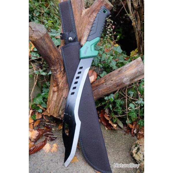 Couteau Kukkri Bowie Machette Mad Max Lame Tanto Acier 3Cr13 Manche ABS Green Black Etui Nylon 000