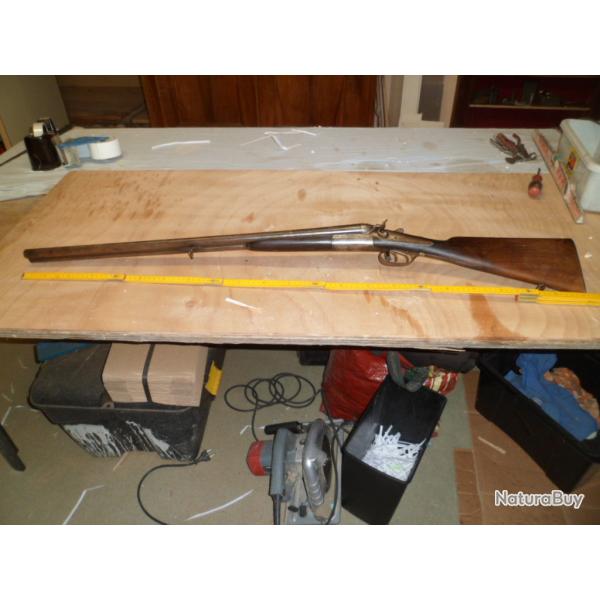 FUSIL DE CHASSE ANCIEN  A CHIENS EXTERIEURS CALIBRE 16