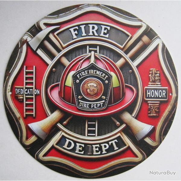 PLAQUE ALU EN 2D - POMPIERS FIRE DEPT - R�f.36