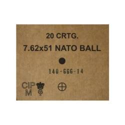 308 WIN FMJ 147 GR GGG Lot de 5 boites de 20 munitions