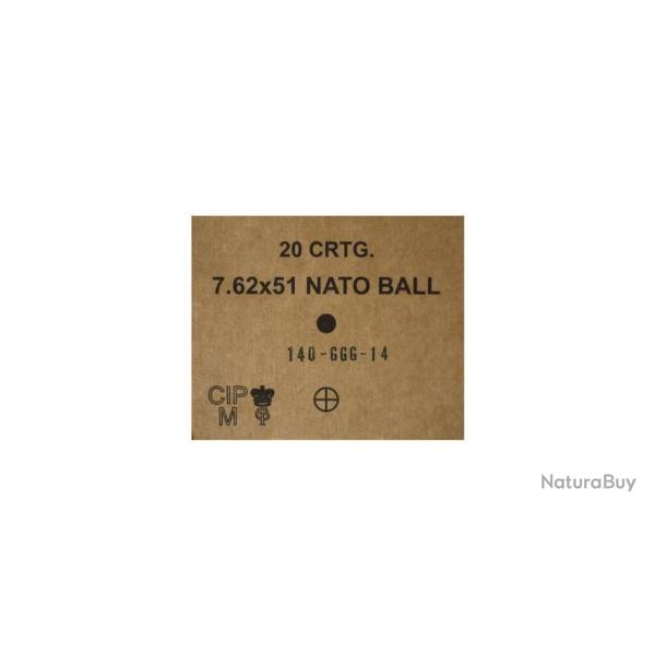 308 WIN FMJ 147 GR GGG Lot de 5 boites de 20 munitions