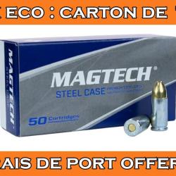 OFFRE ECO - CARTON DE 1000 CARTOUCHES MAGTECH CAL.9x19 / 9 PARABELLUM / 9 LUGER FMJ 124GRS ETUI ACIE