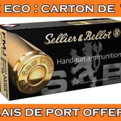 OFFRE ECO - CARTON DE 1000 CARTOUCHES SELLIER BELLOT CAL.9x19 / 9 PARABELLUM / 9 LUGER FMJ 124GRS - 