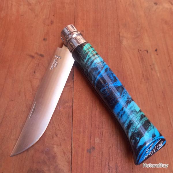 Joli Couteau OPINEL N12 INOX Customis� par BILLON 2023 Manche en Bois peint