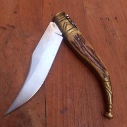 Grand et Joli Couteau &agrave; Palme Espagnol Manche en Bois de Cerf