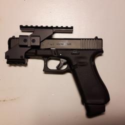 Support montage lampe vis&eacute;e tactique universel arme de poing en aluminium &agrave; tripple rails picatinny