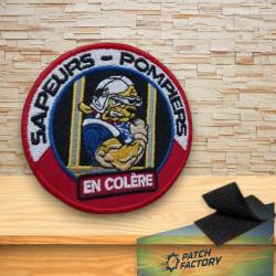 &Eacute;cusson Brod&eacute; Sapeurs-Pompiers En Col&egrave;re 8Cm - Patch Syndicat Avec Scratch