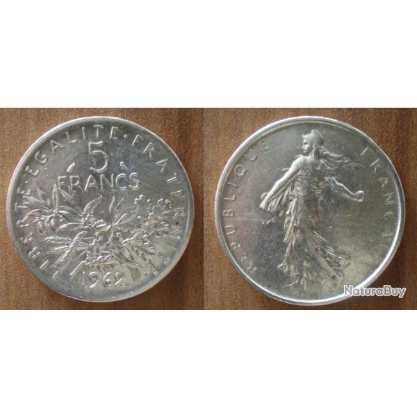 France 5 Francs 1962 Semeuse Franc Argent Frcs Frs Frc