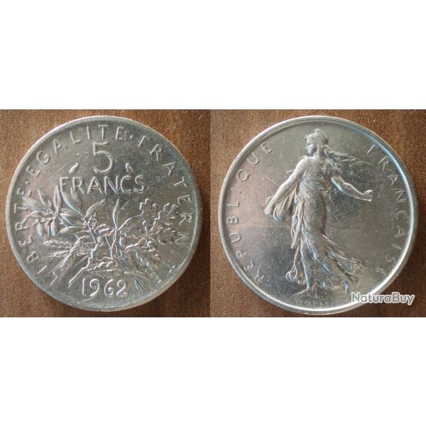 France 5 Francs 1962 Semeuse Franc Argent Frcs Frs Frc