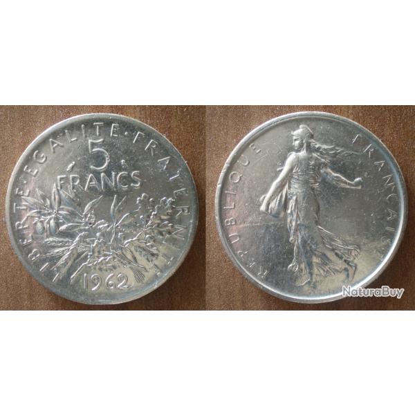 France 5 Francs 1962 Semeuse Franc Argent Frcs Frs Frc
