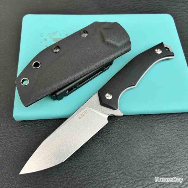 Couteau Kubey Swordfish Lame Tanto Acier AUS-10 Stonewash Manche G10 Noir �tui Kydex KUB184E