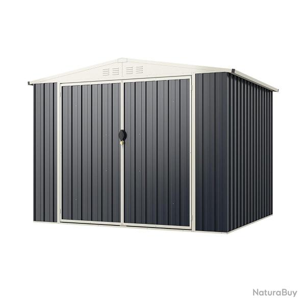 Abri de jardin m�tallique 246 x 193 x 180 cm r�sistant aux intemp�ries avec porte verrouillable en