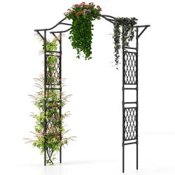Arche de jardin treillis 170 x 39 x 210 cm soutien pour plantes grimpantes design &eacute;l&eacute;gant en m&eacute;tal