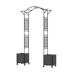 Arche de jardin 2 en 1 avec jardini&egrave;res 208 x 40 x 250 cm syst&egrave;me d'auto-arrosage design moderne en
