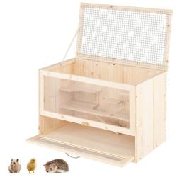 Cage pour hamster avec toit rabattable 60 x 35,5 x 42 cm espace de jeu spacieux design naturel en b
