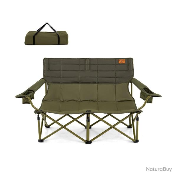Chaise de camping 2 places 147 x 69 x 82 cm assise rembourr�e et accoudoirs r�glables en tissu oxfo