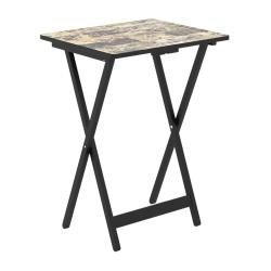 Lot de 4 tables d'appoint pliantes 48 x 40 x 67 cm design moderne gain de place en bois d'h&eacute;v&eacute;a noi