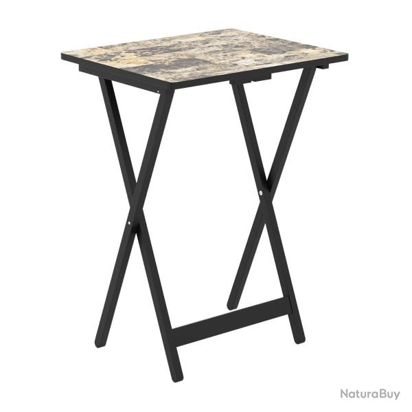 Lot de 4 tables d'appoint pliantes 48 x 40 x 67 cm design moderne gain de place en bois d'h�v�a noi