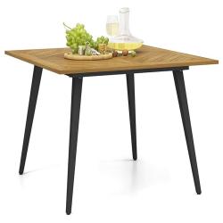 Table de salle &agrave; manger d'ext&eacute;rieur 107 x 107 x 75 cm avec trou de parasol design moderne en bois d