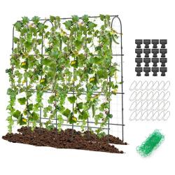 Treillis arqu&eacute; de jardin en u 179 x 32-65 x 180 cm stabilit&eacute; accrue et support robuste en m&eacute;tal noi