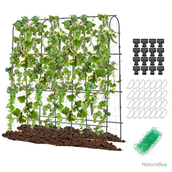 Treillis arqu� de jardin en u 179 x 32-65 x 180 cm stabilit� accrue et support robuste en m�tal noi