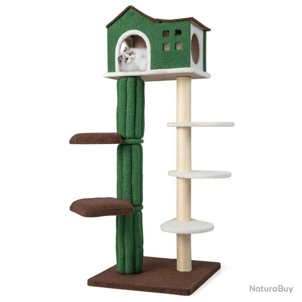Arbre � chat 58,5 x 58,5 x 153 cm avec 5 plateformes rotatives et condo confortable style naturel e