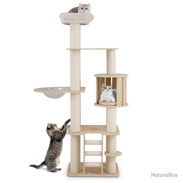 Arbre � chat 60 x 48 x 185 cm stable et s�curitaire avec plusieurs espaces de repos en contreplaqu�