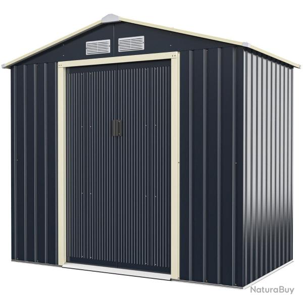 Abri de jardin en m�tal 213 x 127 x 195 cm avec portes coulissantes design moderne et a�rations en