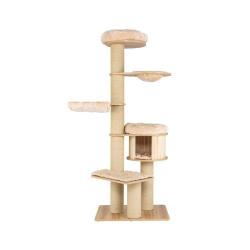 Arbre &agrave; chat multicouches 75 x 56 x 191 cm avec perchoir spacieux et tapis lavables moderne en bois