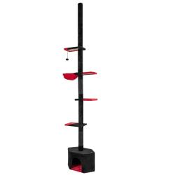 Arbre &agrave; chat gothique r&eacute;glable 245-300 cm avec 5 niveaux adapt&eacute; aux petits espaces en MDF noir et r